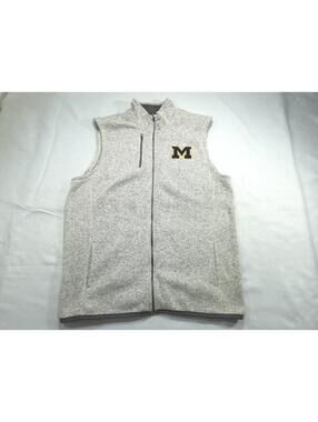 Michigan Wolverines Sweater Jacket Vest Fleece XXL Full Zip Beige OTS Womens